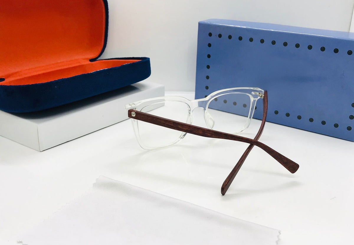 View of the transparent frame and diamond accents from above.