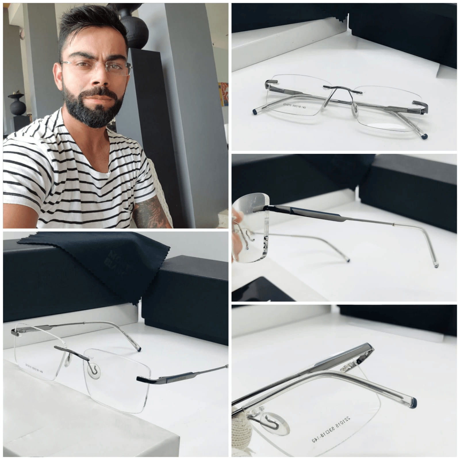 Virat Kohli Ultra lightweight titanium rimless eyeglass frame front view