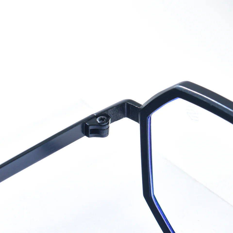Modern Geometric Metal Frame Glasses – Stylish Hexagonal Eyewear for Men & Women
