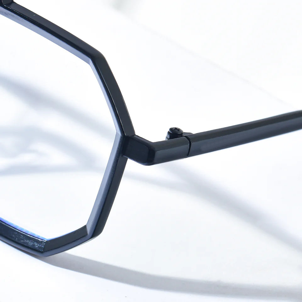 Modern Geometric Metal Frame Glasses – Stylish Hexagonal Eyewear for Men & Women