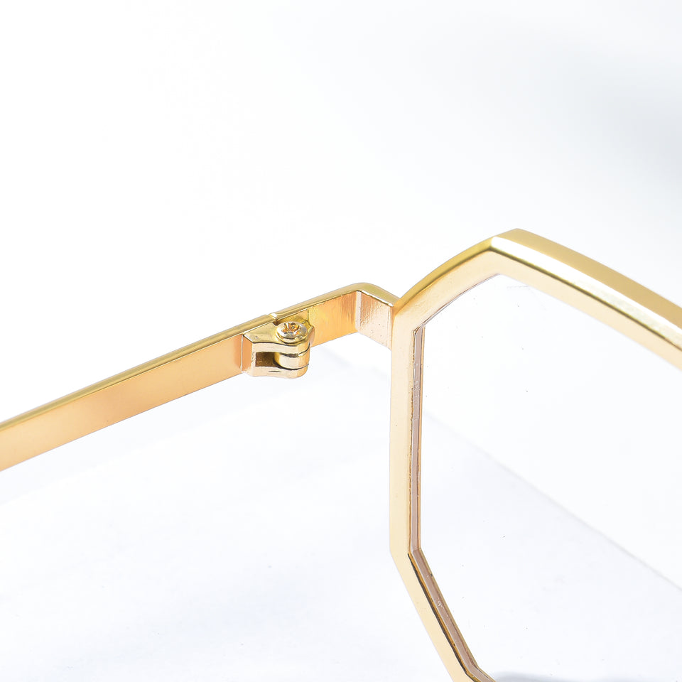 Modern Geometric Metal Frame Glasses – Stylish Hexagonal Eyewear for Men & Women