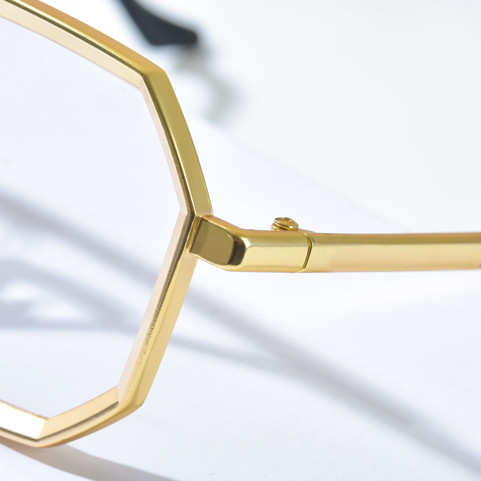 Modern Geometric Metal Frame Glasses – Stylish Hexagonal Eyewear for Men & Women