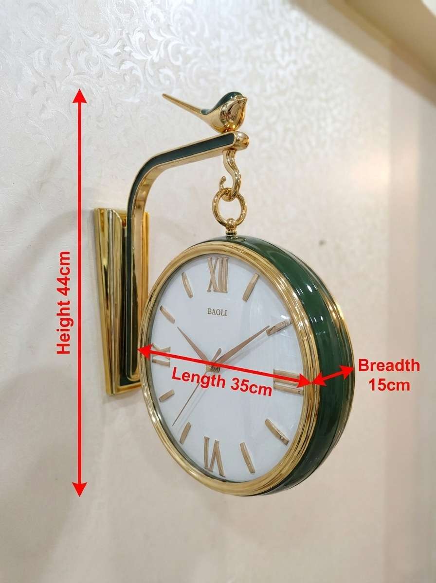 Wall clock with measurements on a white background