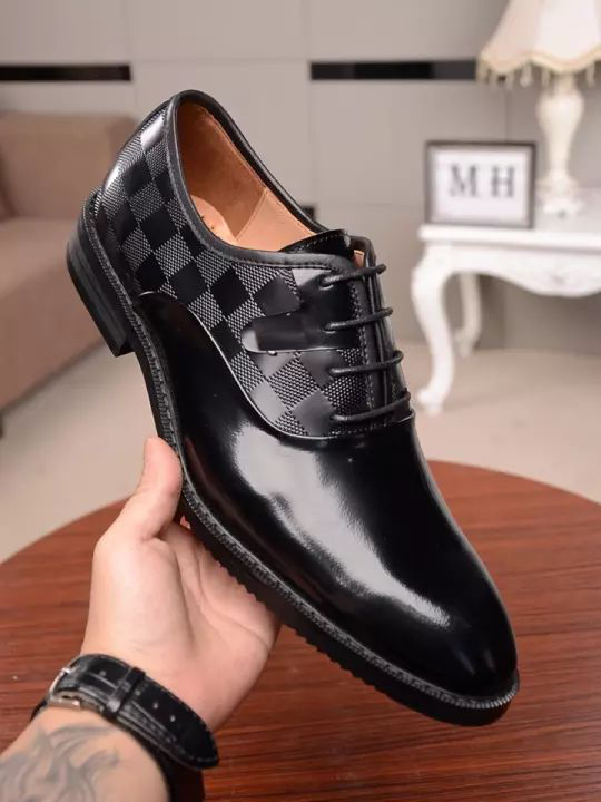 FunkyTradition Black Checks Classy Office, Wedding, Party Wear Black Shoes With Lace-Up