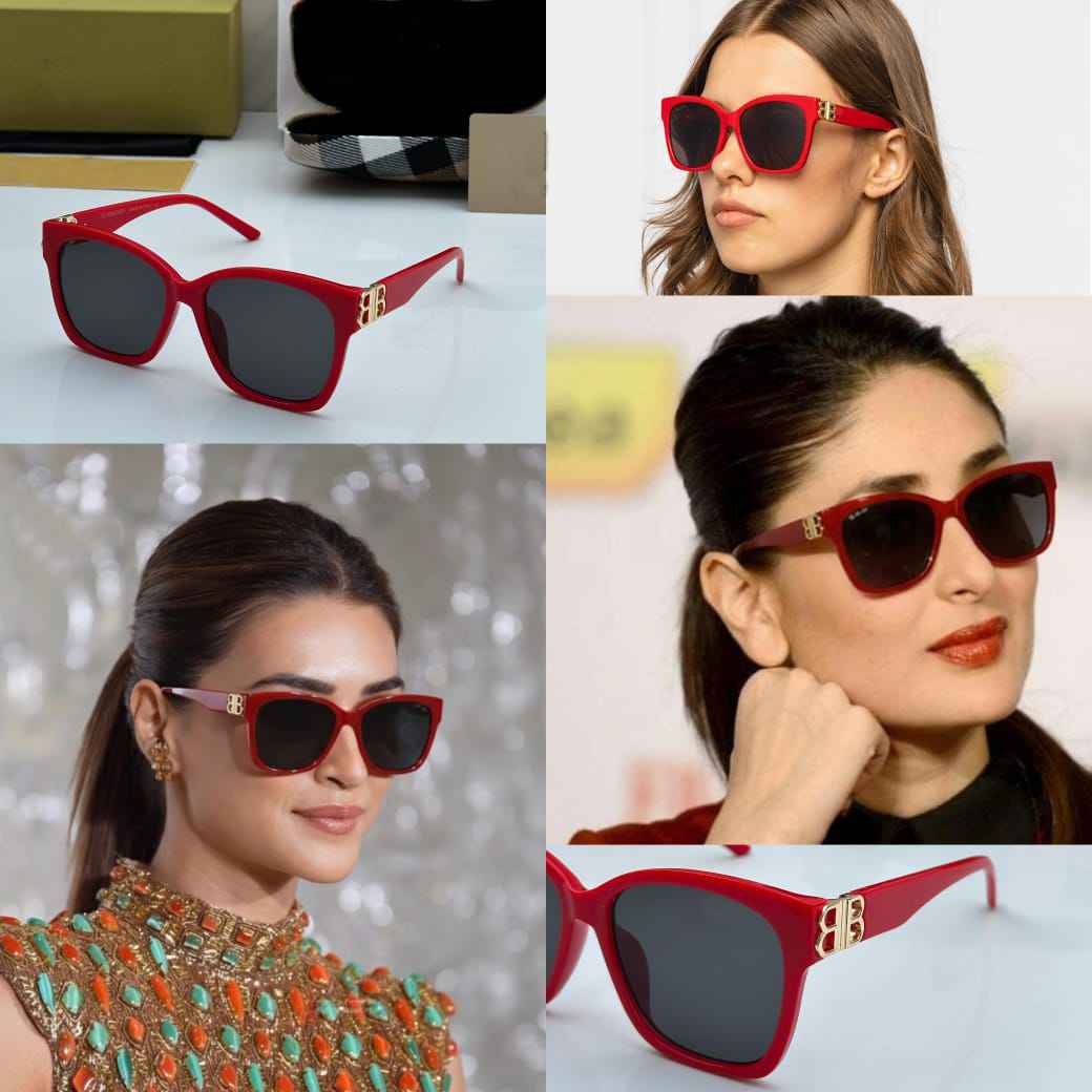 Kriti Sanon Inspired Bold Frame Sunglasses for Women – Trendy Oversized Shades (Red, Pink, White, Clear)
