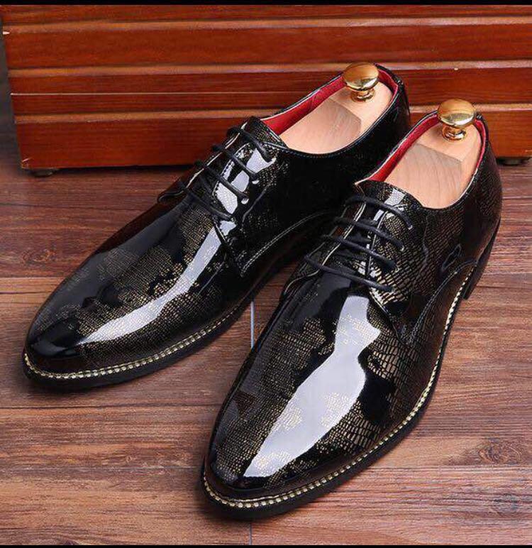 New Mens Wear Shiny World Map Pattern Premium Design Quality Oxford Formal Shoes - FunkyTradition