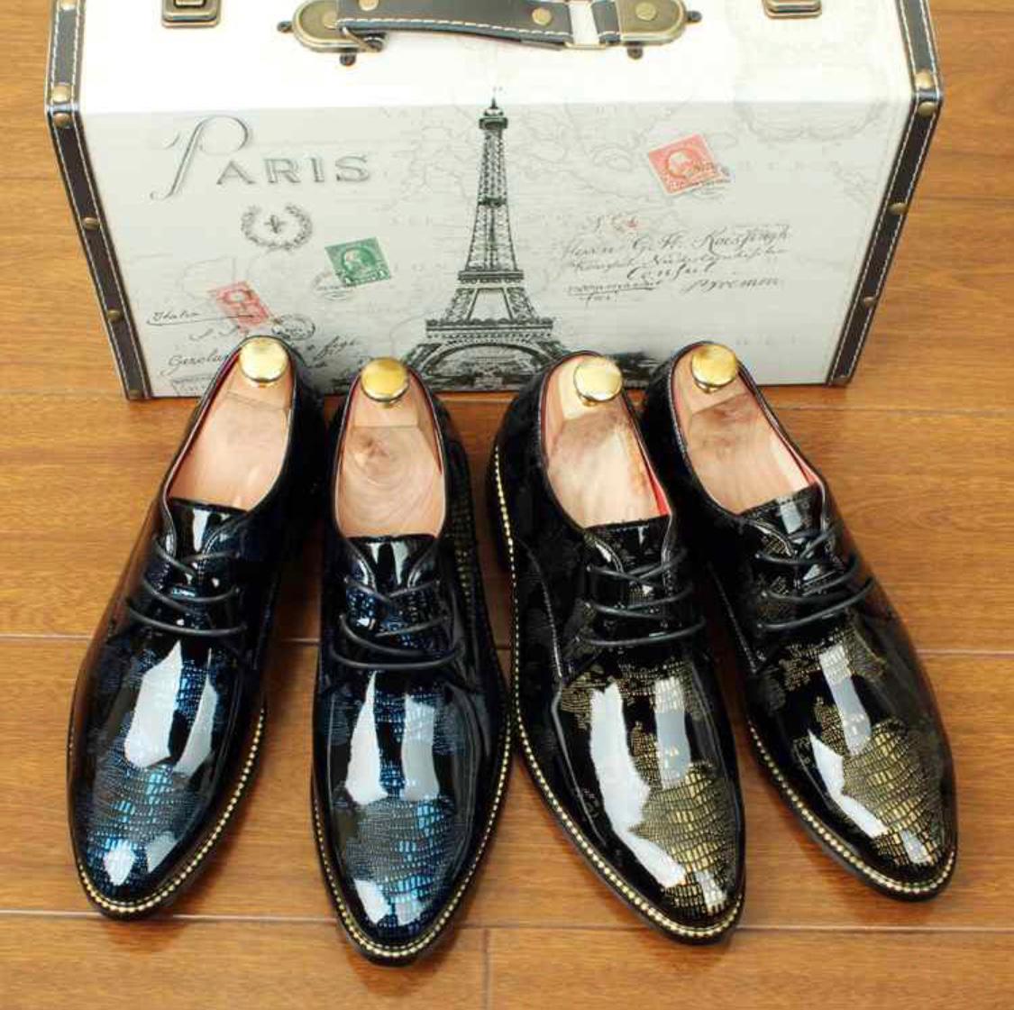 New Mens Wear Shiny World Map Pattern Premium Design Quality Oxford Formal Shoes - FunkyTradition