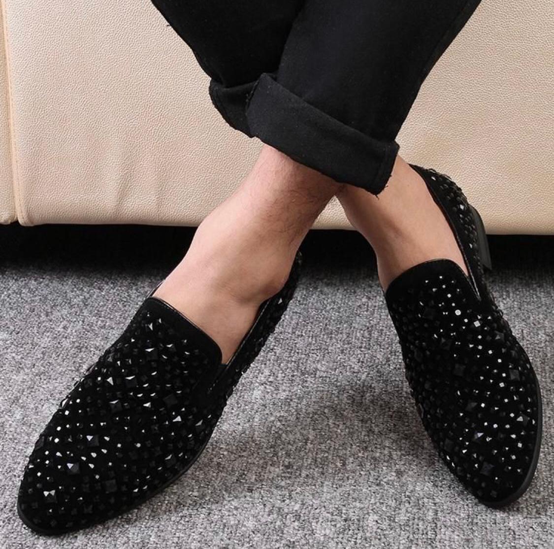 Stylish Studded Moccasins Mens Fashion wedding rivet Leather High Quality Slip On Flats Loafers