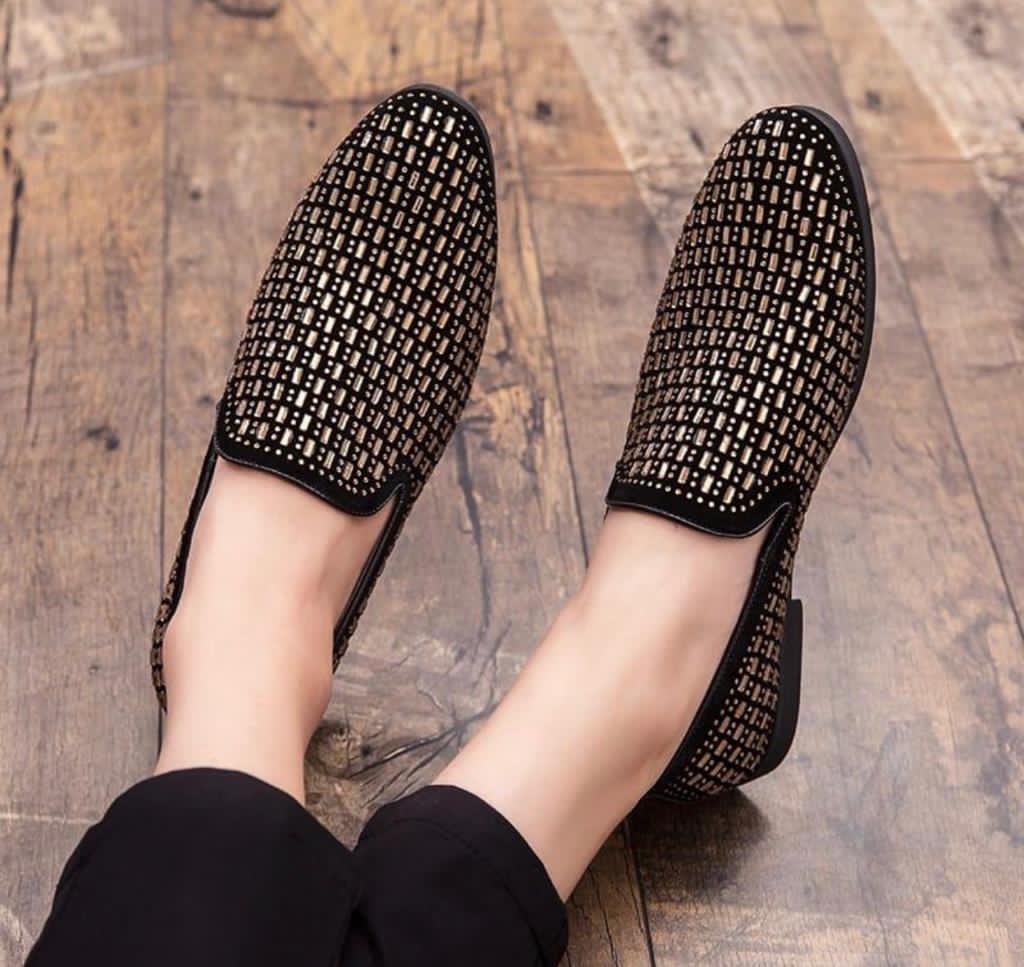Stylish Mens Fashion Wedding Imported Studded Moccasins High Quality Slip On Flats Loafers