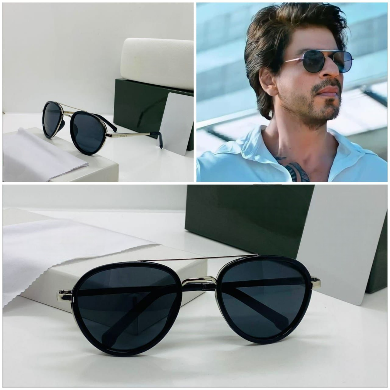 Luxury Black Aviator Sunglasses for Men | Shah Rukh Khan Inspired Classic Shades