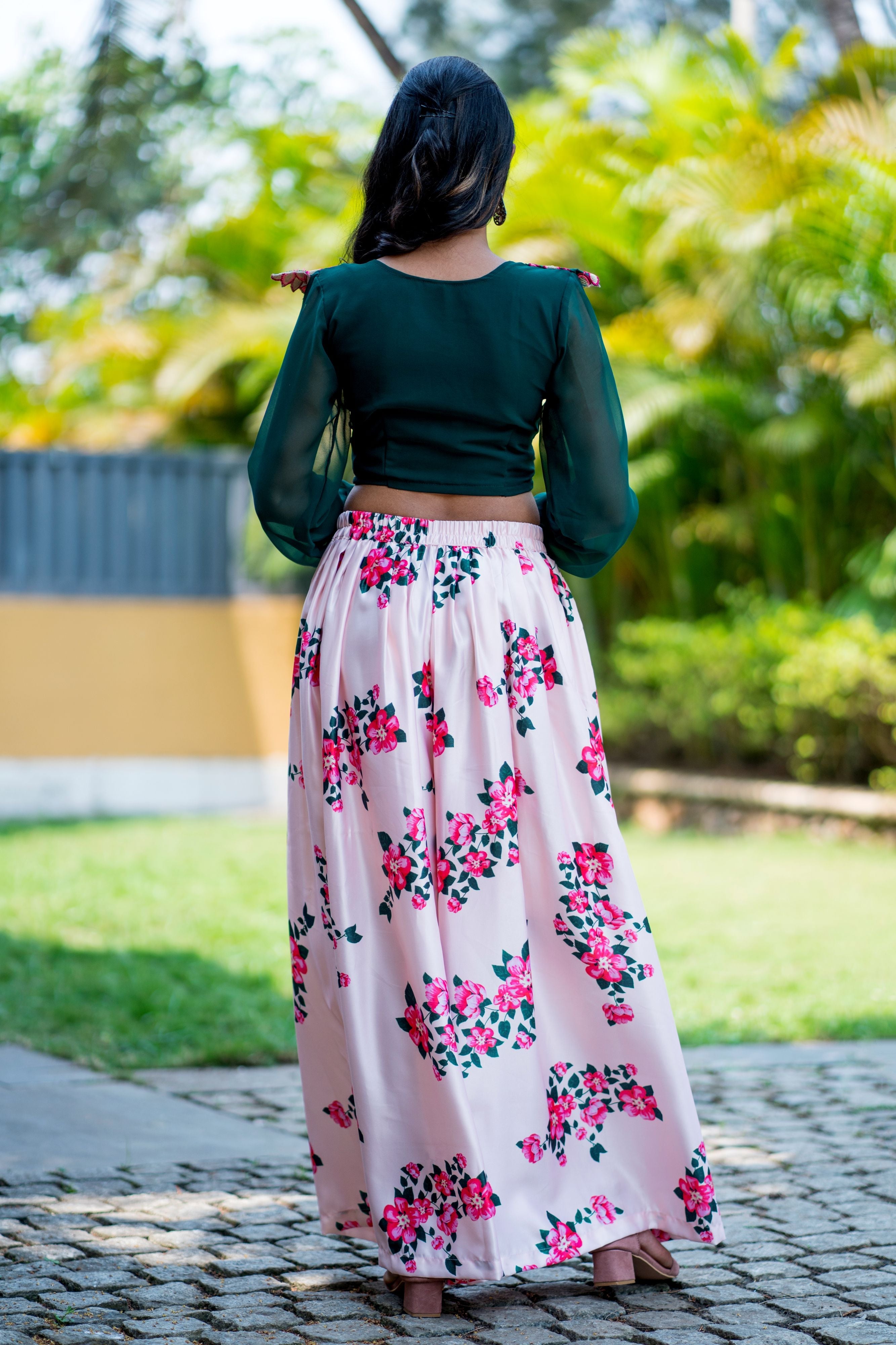 Women Embroidered Designer Top With Floral Printed Palazzo For Party and Office Wear- Adiba Fashion