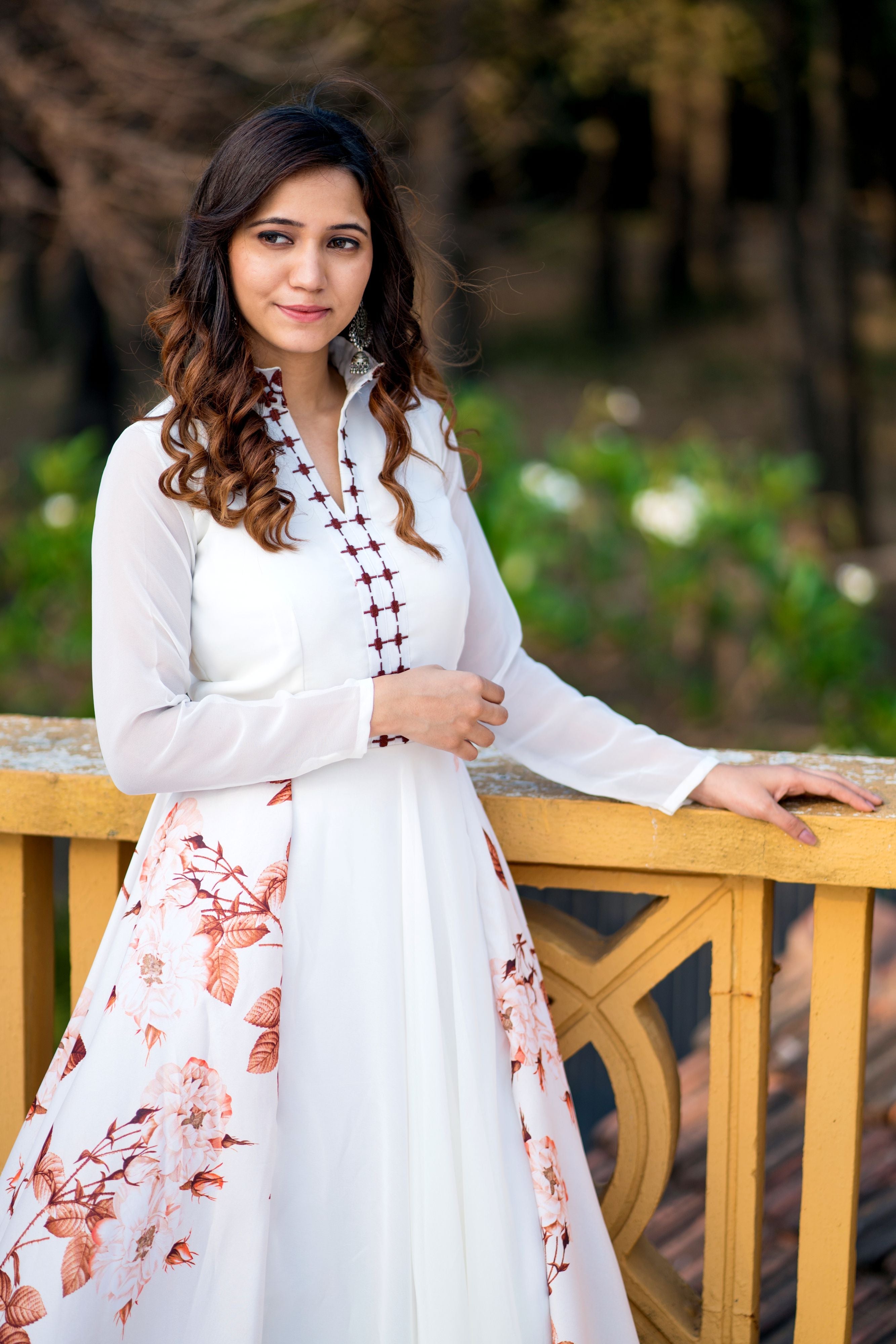 Women White Floral Printed Maxi Dress - Adiba Fashion