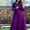 Women Purple Embroidered Round Neck Gown With Puff and Adjustable Sleeves- Adiba Fashion