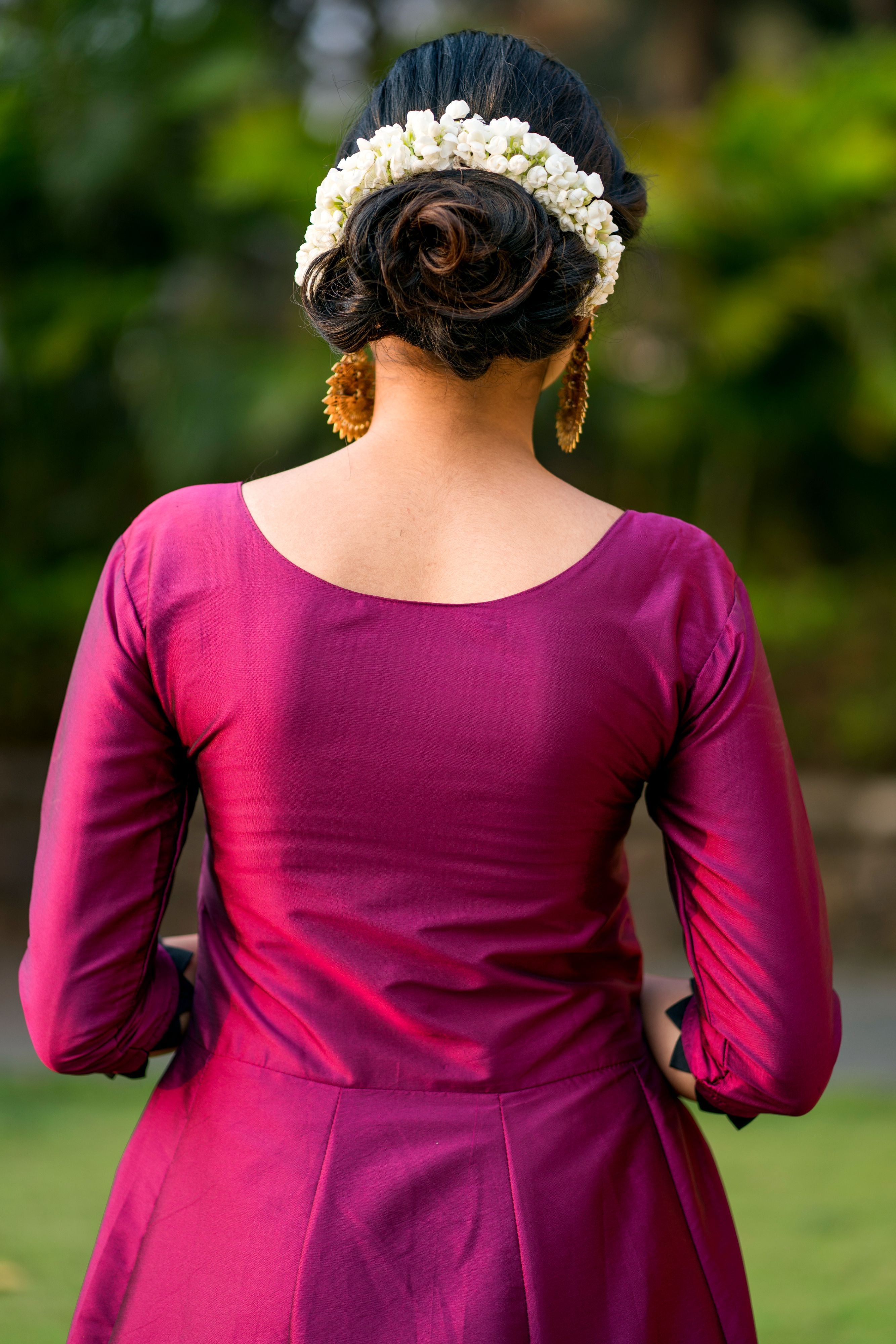 Women Purple Taffeta Silk Anarkali Gown With Dupatta- Adiba Fashion