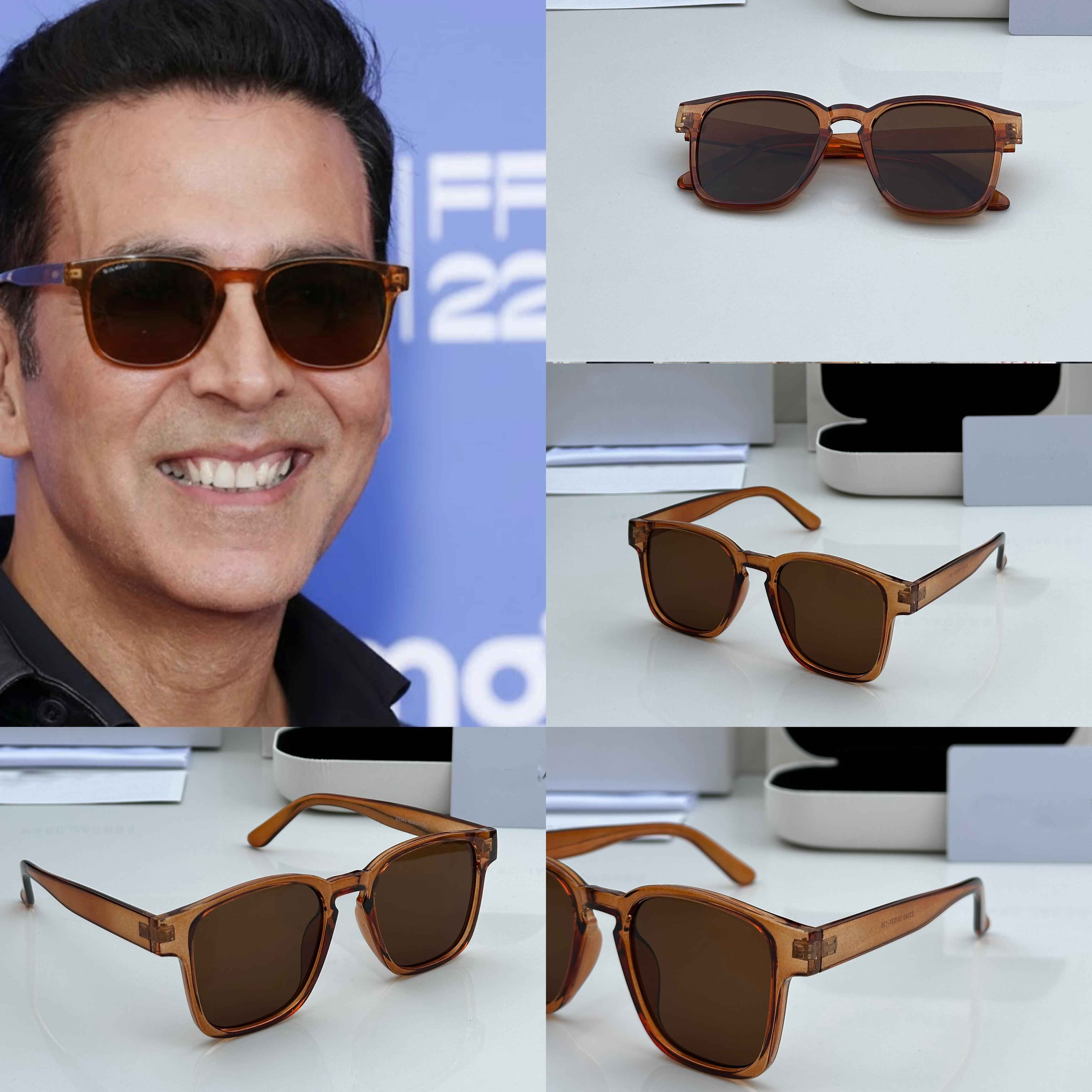 Akshay Kumar Inspired Classic Brown Square Sunglasses – Premium UV Protection Shades for Men