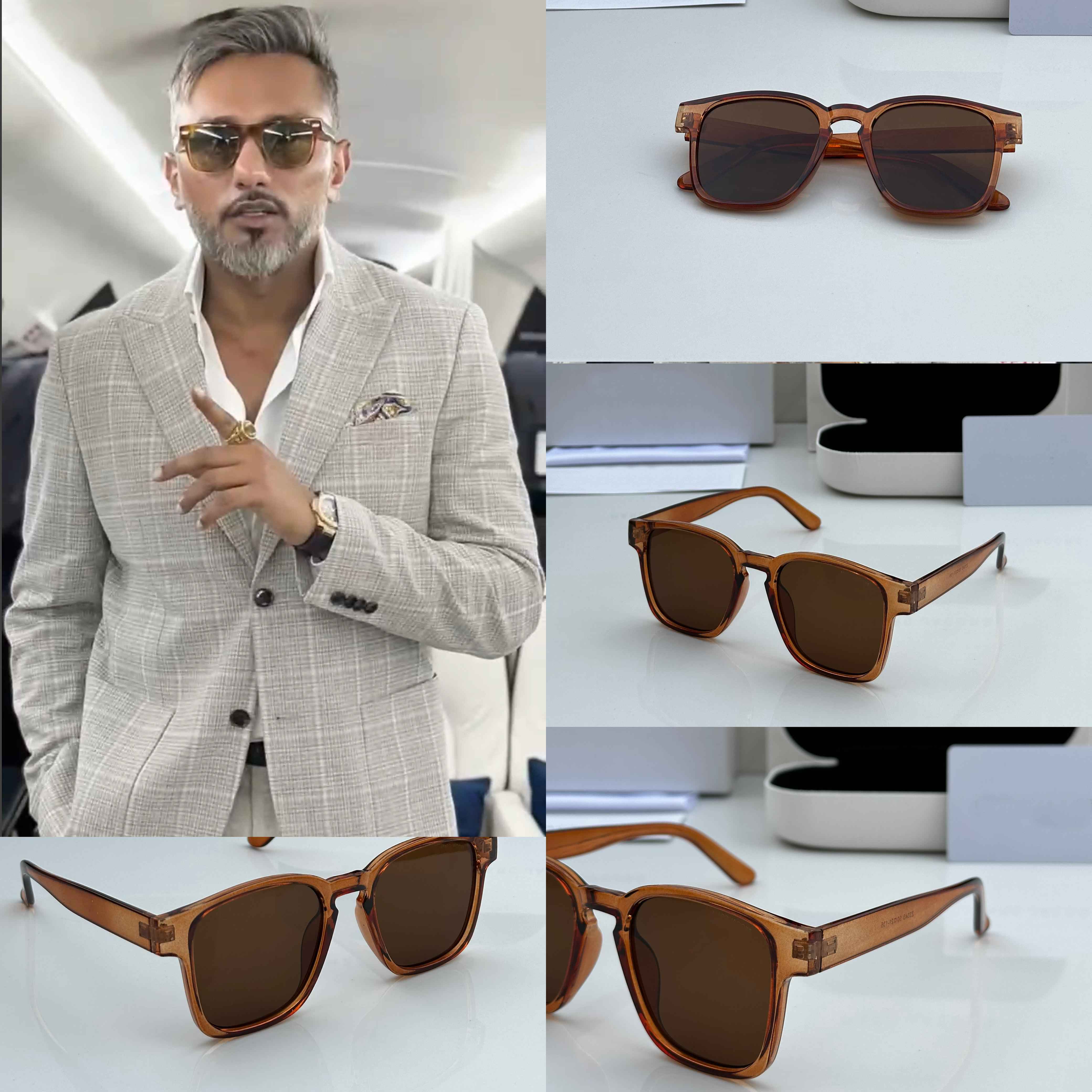 Honey Singh Inspired Brown Square Sunglasses – Trendy UV Protected Shades for Men