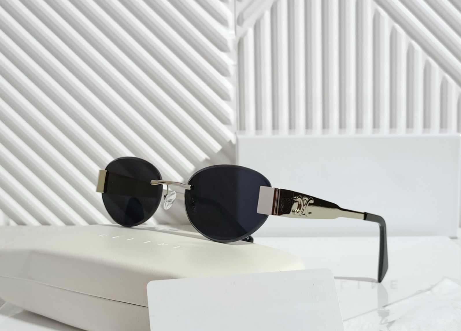 Minimalist Round Rimless Sunglasses | Gold Metal Oval Shades with UV Protection for Women