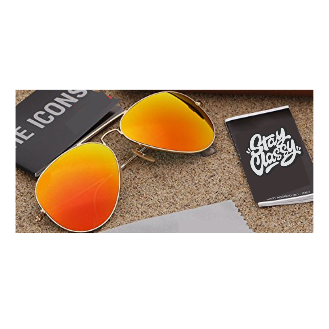 Stylish Gold and Orange Aviator Sunglasses For Men And Women-FunkyTradition