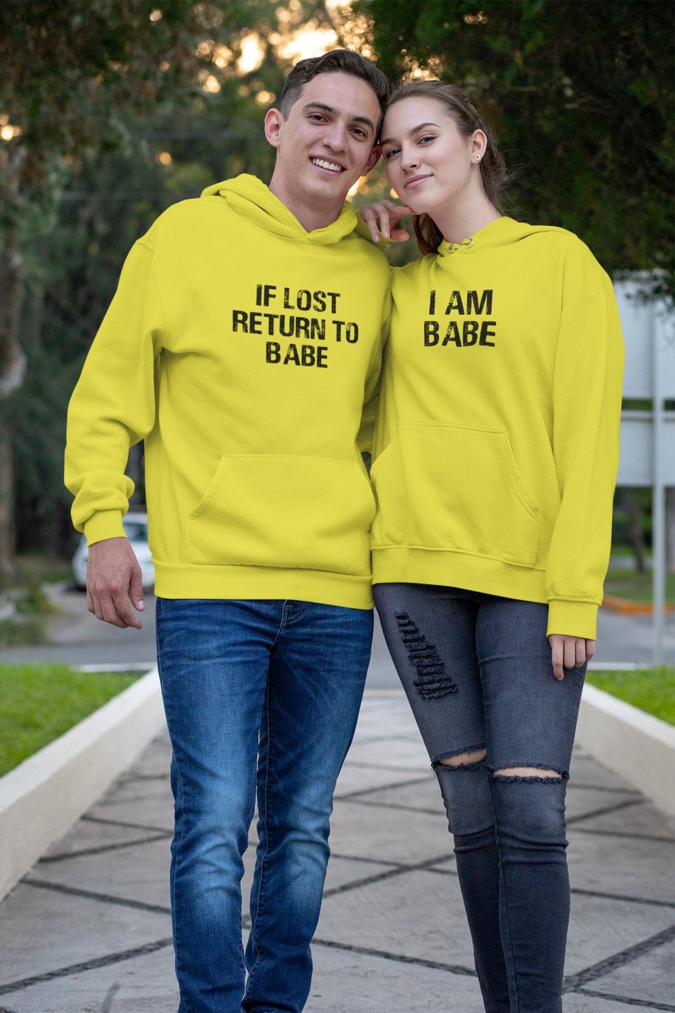 Babe Couple Hoodie-FunkyTradition - FunkyTradition