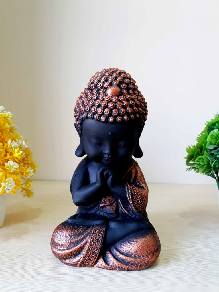 Baby Buddha Idol Statue Decorative Showpiece For Home And Office Decor- FunkyTradition Black Figurines