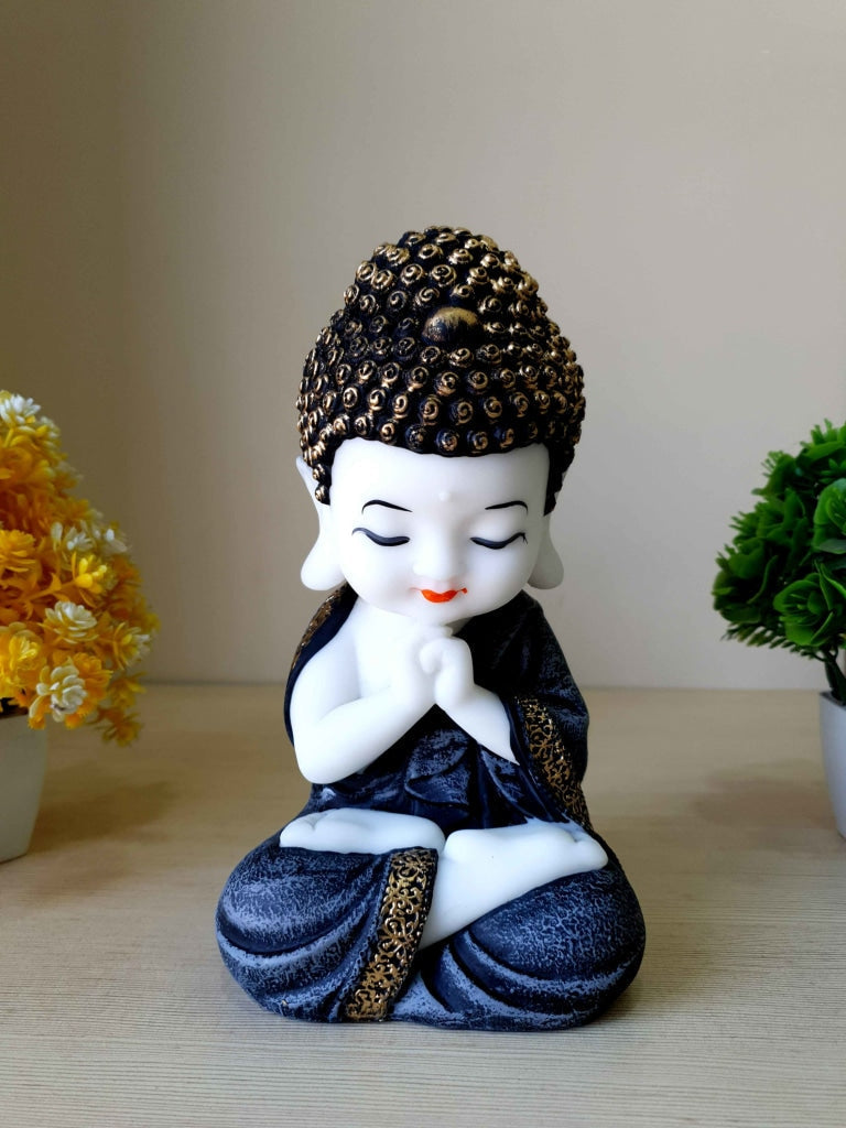 Baby Buddha Idol Statue Decorative Showpiece For Home And Office Decor- FunkyTradition Grey Figurines