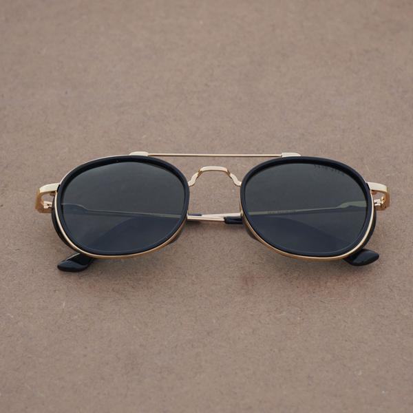 Black And Gold S4612 Metal Frame Polarized Round Sunglasses For Men And Women-FunkyTradition - FunkyTradition