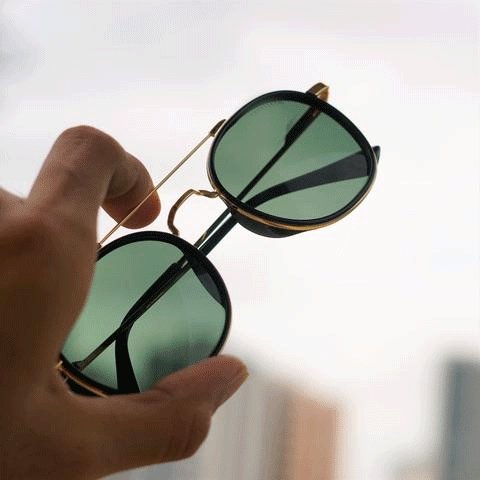 Black And Gold S4612 Metal Frame Polarized Round Sunglasses For Men And Women-FunkyTradition - FunkyTradition