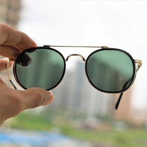 Black And Gold S4612 Metal Frame Polarized Round Sunglasses For Men And Women-FunkyTradition - FunkyTradition