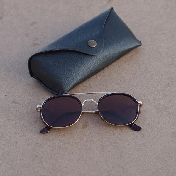 Black And Gold S4612 Metal Frame Polarized Round Sunglasses For Men And Women-FunkyTradition - FunkyTradition