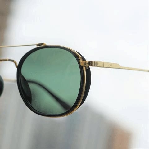 Black And Gold S4612 Metal Frame Polarized Round Sunglasses For Men And Women-FunkyTradition - FunkyTradition