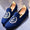 Blue Velvet Anchor Embroidered Slip On For Men-FunkyTradition - FunkyTradition