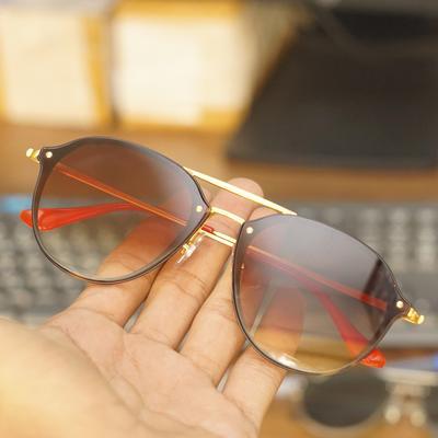 Brown And Gold R4292 Round Unisex Sunglasses For Men And Women-FunkyTradition - FunkyTradition
