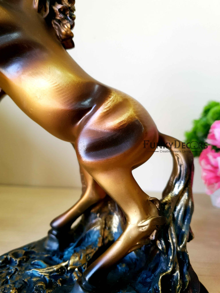 Brown Polyresin And Bronze Running Horse Statue Decorative Animal Figurine Showpiece- FunkyTradition