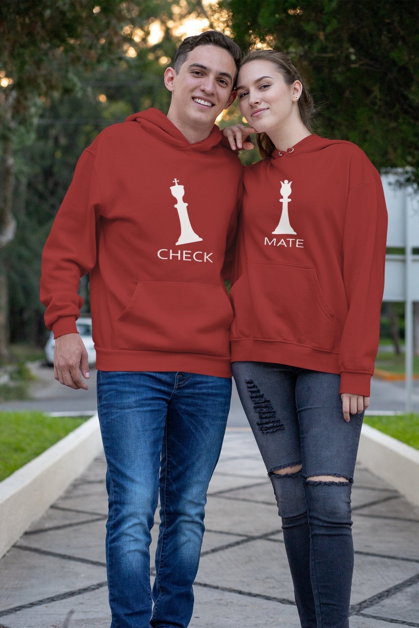 Check Mate Couple Hoodie-FunkyTradition - FunkyTradition