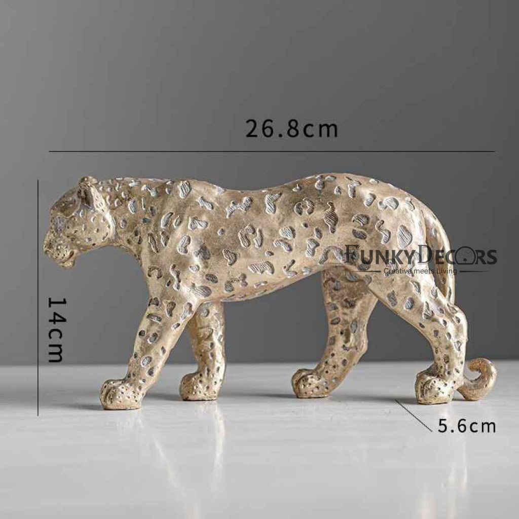 Cheetah Sculpture In Golden Decorative Showpiece Animal Figurine- FunkyTradition Figurines