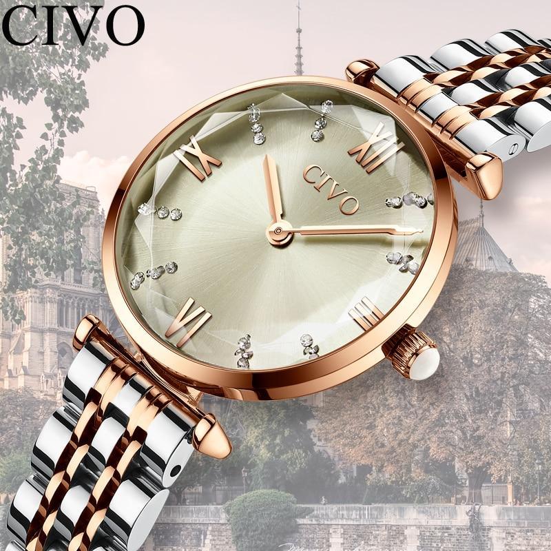 CIVO Fashion Luxury Rose Gold Steel Strap Women Watch-FunkyTradition - FunkyTradition