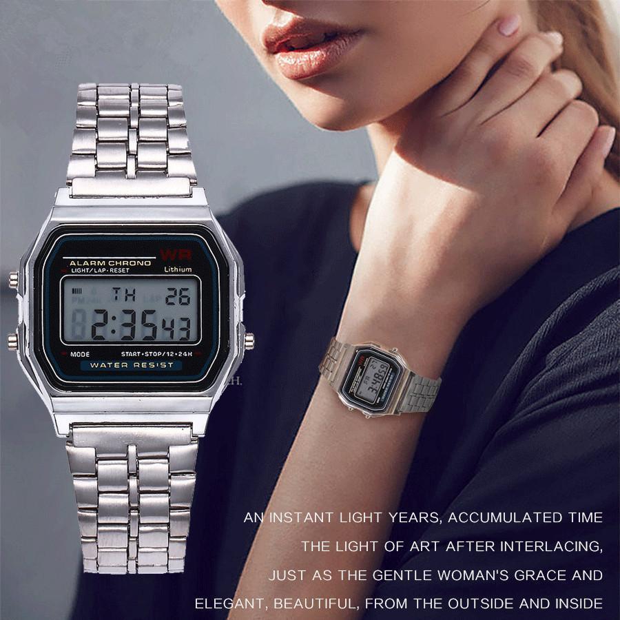 Classic Stainless Steel Square Digital Watch For Men And Women-FunkyTradition - FunkyTradition