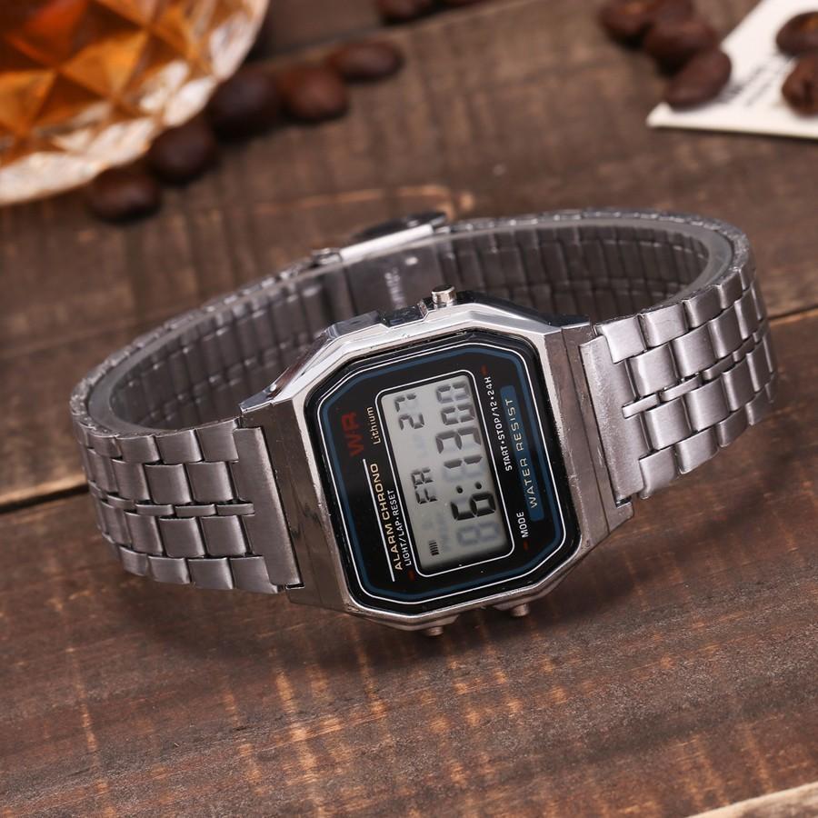 Classic Stainless Steel Square Digital Watch For Men And Women-FunkyTradition - FunkyTradition