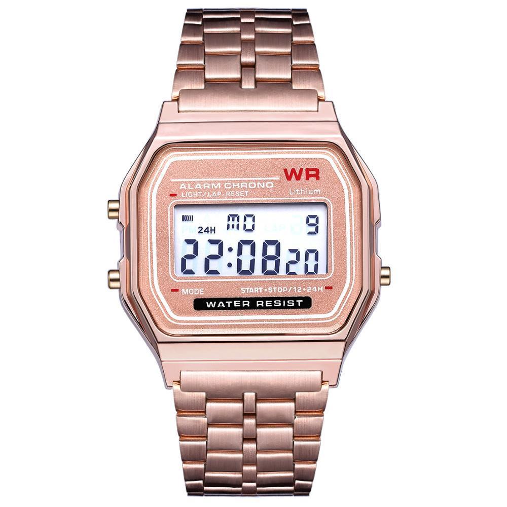 Classic Stainless Steel Square Digital Watch For Men And Women-FunkyTradition - FunkyTradition