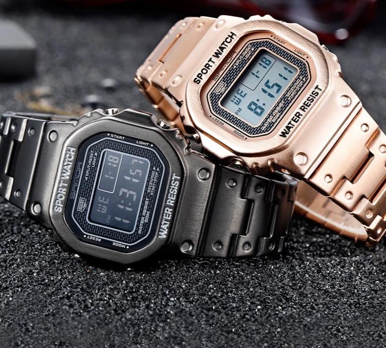 Classic Vintage Square Metallic Stainless Steel Sports Watch For Men And Women-FunkyTradition - FunkyTradition