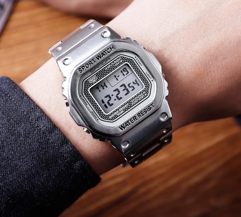 Classic Vintage Square Metallic Stainless Steel Sports Watch For Men And Women-FunkyTradition - FunkyTradition