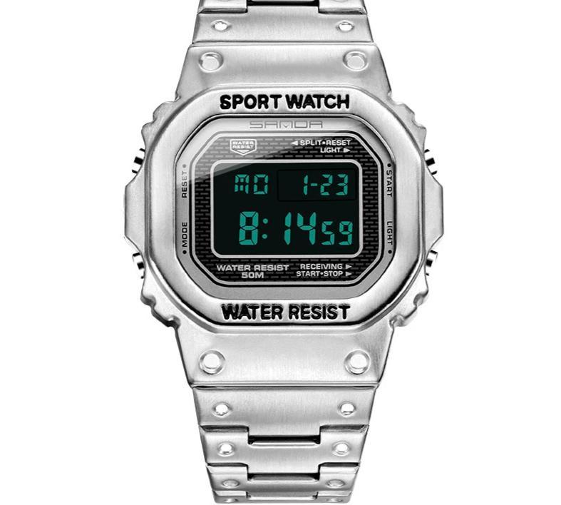 Classic Vintage Square Metallic Stainless Steel Sports Watch For Men And Women-FunkyTradition - FunkyTradition