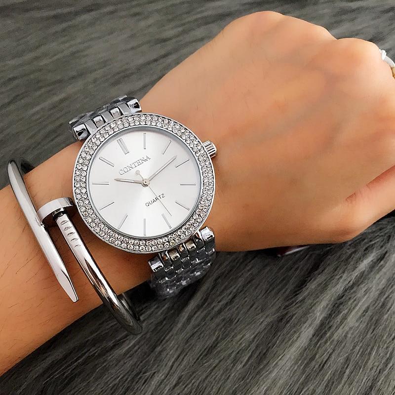 CONTENA Fashion Luxury Silver Stainless Steel Women Watch-FunkyTradition - FunkyTradition