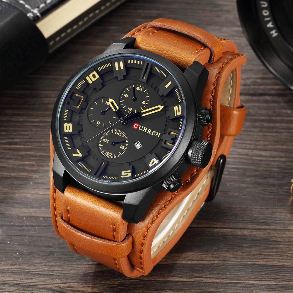CURREN Top Brand Luxury Mens Watches Male Clocks Date Sport Military Clock Leather Strap Quartz Business Men Watch Gift -FunkyTradition - FunkyTradition