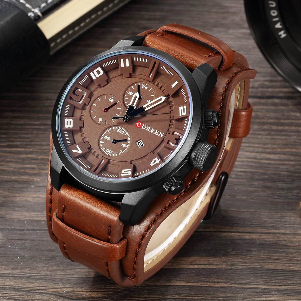 CURREN Top Brand Luxury Mens Watches Male Clocks Date Sport Military Clock Leather Strap Quartz Business Men Watch Gift -FunkyTradition - FunkyTradition