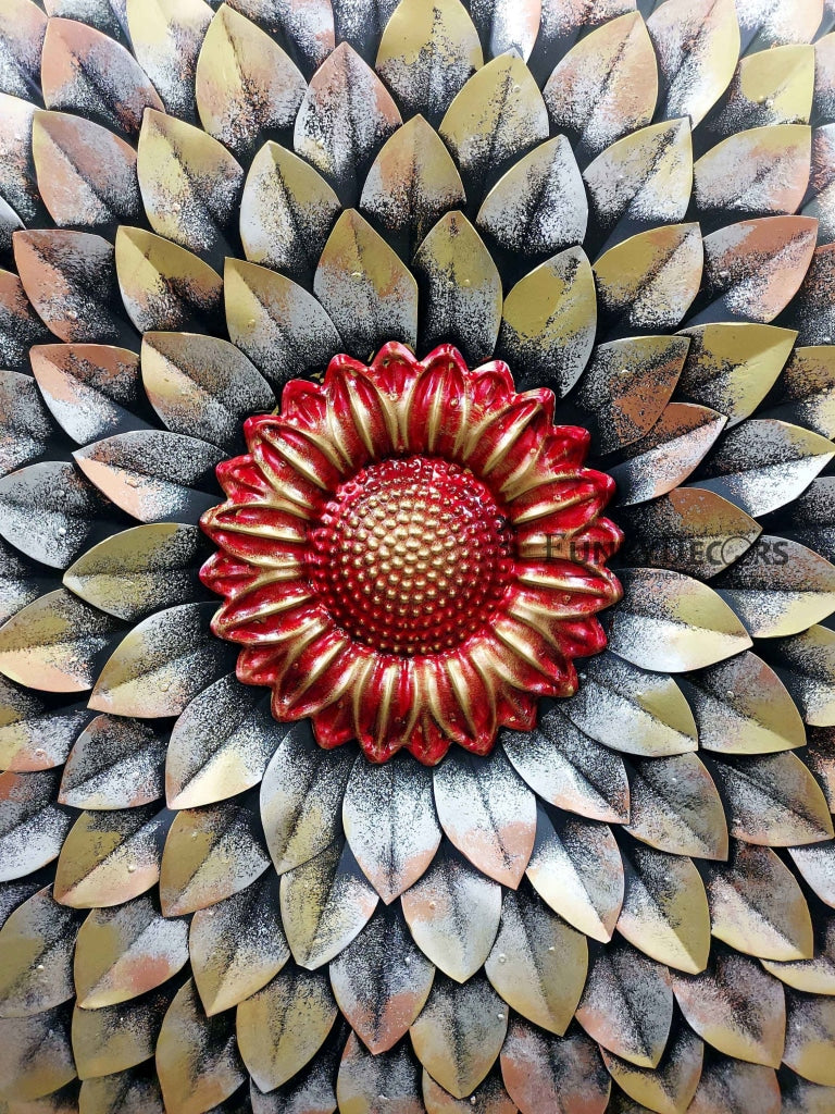 Decorative Flower Round Metal Wall Art With Led Light- Funkydecors