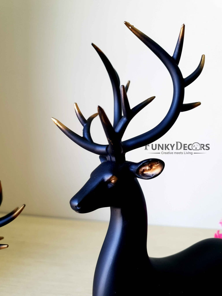 Deer Sculpture In Black Decorative Showpiece Animal Figurine- FunkyTradition Figurines