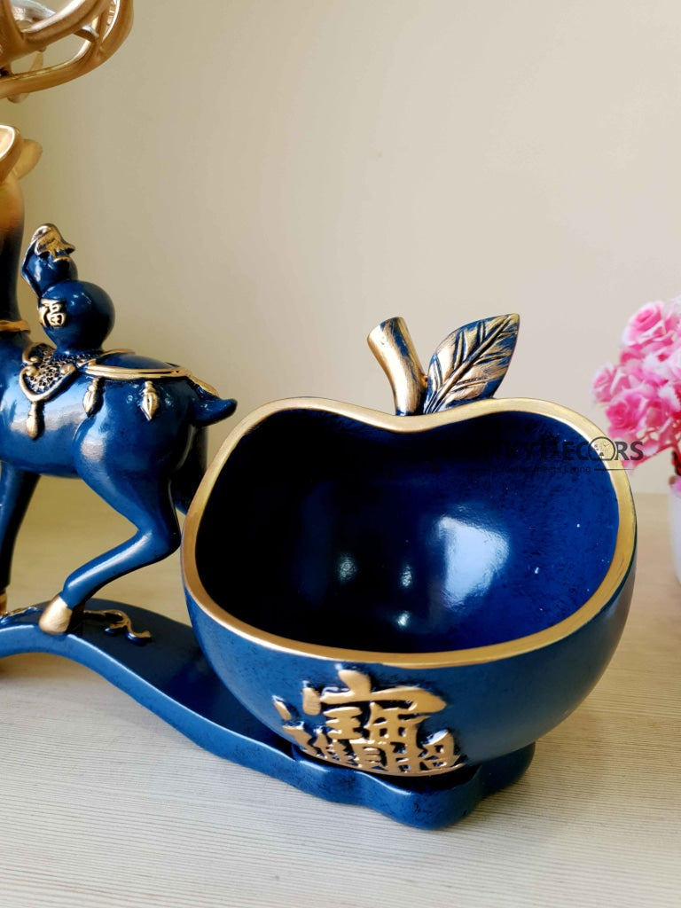 Deer Sculpture In Blue Decorative Showpiece With Cash And Key Holder Animal Figurine- FunkyTradition