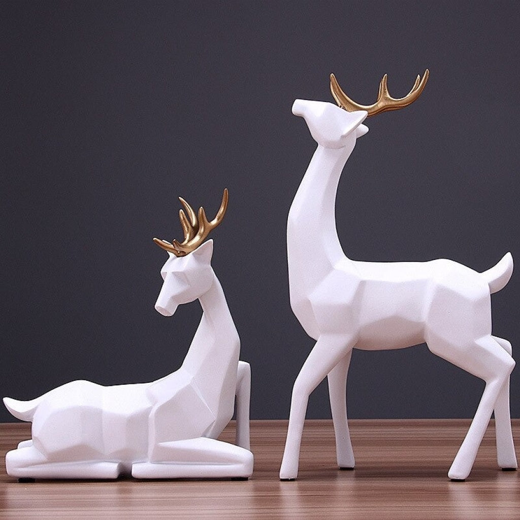 Deer Sculpture In White Decorative Showpiece Animal Figurine- FunkyTradition Figurines