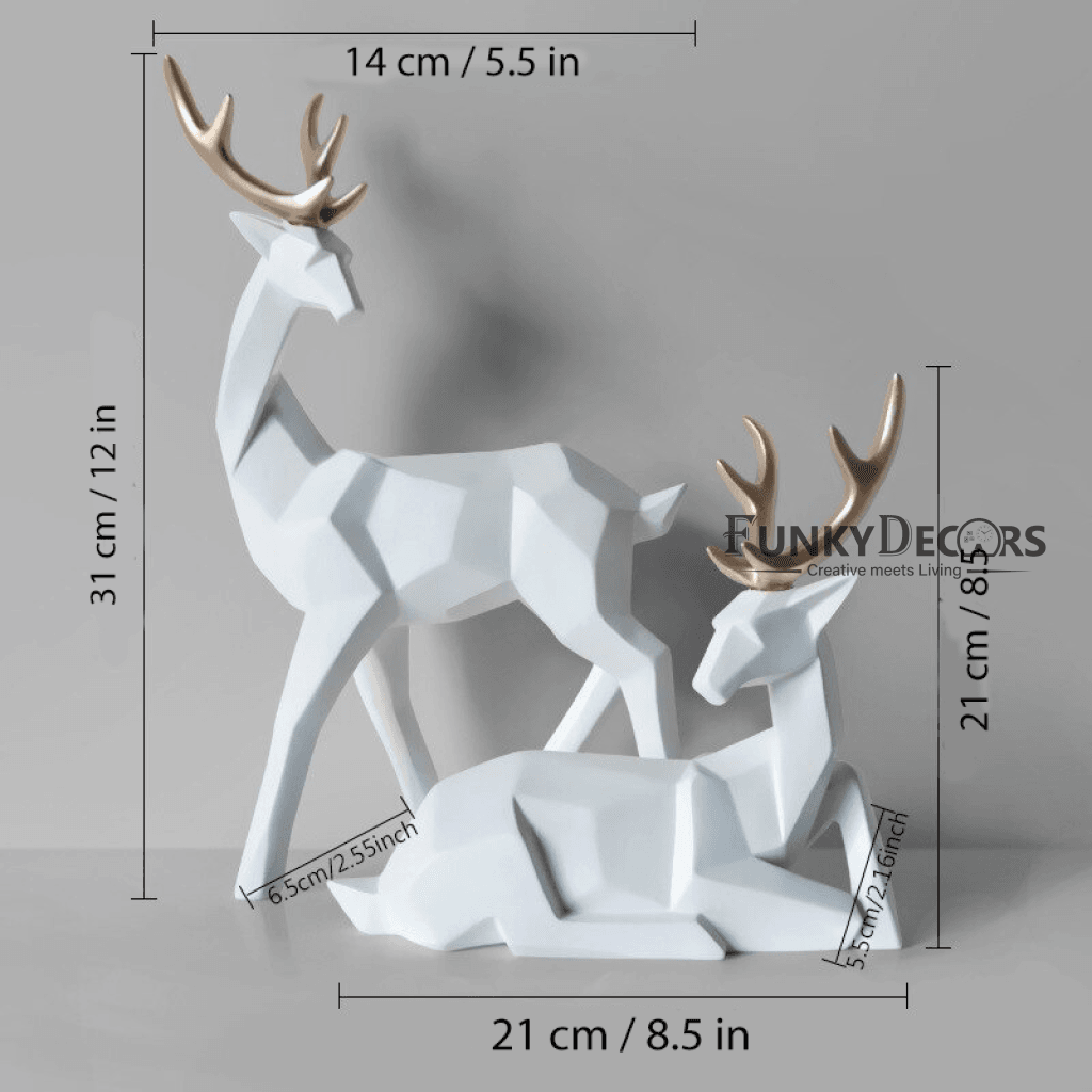 Deer Sculpture In White Decorative Showpiece Animal Figurine- FunkyTradition Figurines